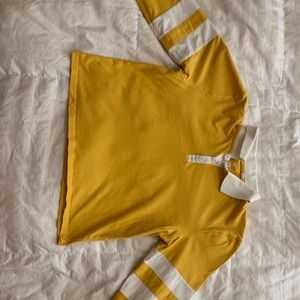 Pacsun Yellow Collared Long Sleeve Crop Top